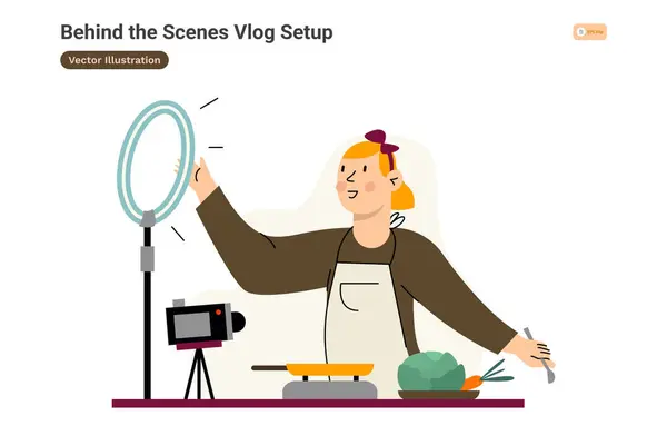 Sahne Vlog Ayarının Arkasında, Beyaz Arkaplanda Renkli Kavram İzole Edildi