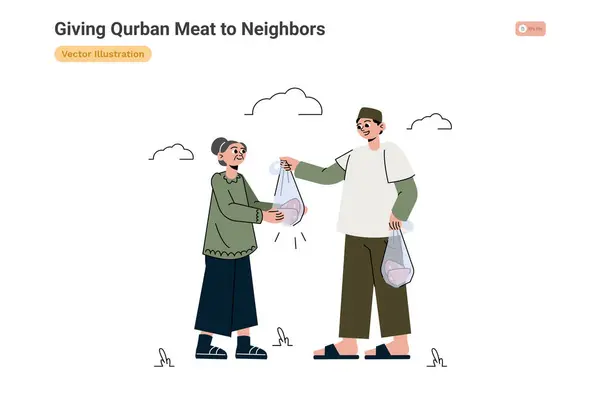 Komşulara Qurban Etini Vermek, Beyaz Arkaplanda Ayrı Tutulan Renkli Kavram 