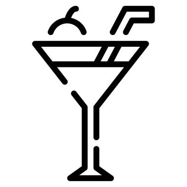 Kokteyl Simgesi, Beyaz Arkaplanda Basit Vektör İllüstrasyonu