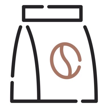 Kahve Fasulyesi Torbası Simgesi, Beyaz Arkaplanda Basit Vektör İllüstrasyonu