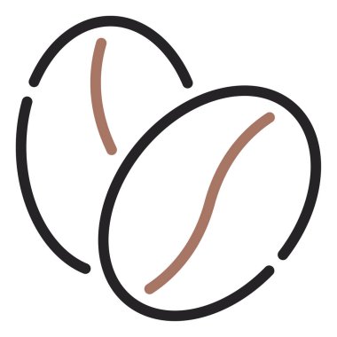 Kahve Fasulyesi Simgesi, Beyaz Arkaplan Üzerine Basit Vektör İllüstrasyonu