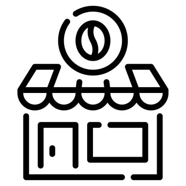 Kahve Dükkanı Simgesi, Beyaz Arkaplan Üzerine Basit Vektör İllüstrasyonu 