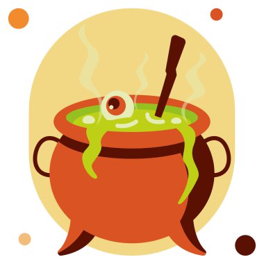 Ürkütücü Kazan Simgesi, Beyaz Arkaplanda Basit Vektör İllüstrasyonu 