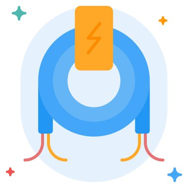 Elektrik Kablo Simgesi, Beyaz Arkaplanda Basit Vektör İllüstrasyonu 