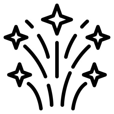 Havai fişek Simgesi, Beyaz Arkaplanda Basit Vektör İllüstrasyonu 