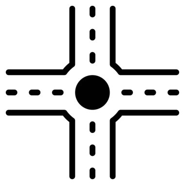 Dört Yönlü Kesişme Simgesi, Beyaz Arkaplanda Basit Vektör ResmiComment 