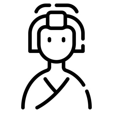 Geyşa Simgesi, Beyaz Arkaplanda Basit Vektör İllüstrasyonu 