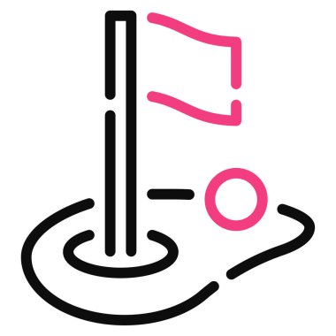 Golf Sahası Simgesi, Beyaz Arkaplanda Basit Vektör İllüstrasyonu 