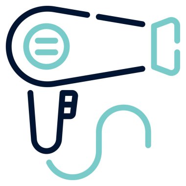 Saç Kurutma Simgesi, Beyaz Arkaplanda Basit Vektör İllüstrasyonu 