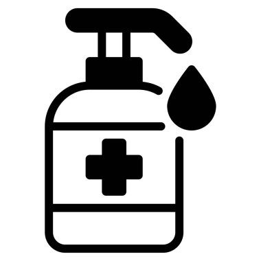 El Dezenfektanı Simgesi, Beyaz Arkaplan Üzerine Basit Vektör İllüstrasyonu 