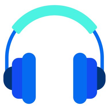 Kulaklık Simgesi, Beyaz Arkaplanda Basit Vektör İllüstrasyonu 