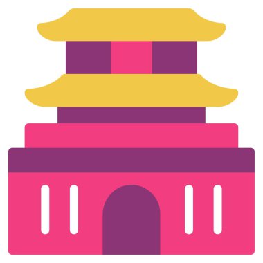 Hwaseong Kalesi Simgesi, Beyaz Arkaplanda Basit Vektör İllüstrasyonu 