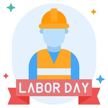 İşçi Bayramı Afişi, Beyaz Arkaplanda Basit Vektör İllüstrasyonu 