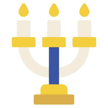 Menorah Simgesi, Beyaz Arkaplan Üzerine Basit Vektör İllüstrasyonu 