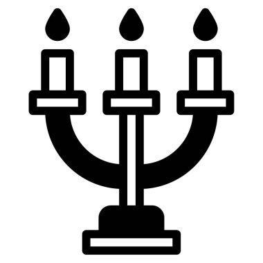 Menorah Simgesi, Beyaz Arkaplan Üzerine Basit Vektör İllüstrasyonu 