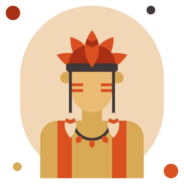 Amerikan Yerlisi Simgesi, Beyaz Arkaplan Üzerine Basit Vektör İllüstrasyonu 