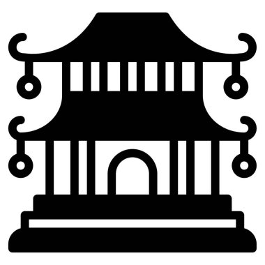 Pagoda Simgesi, Beyaz Arkaplanda Basit Vektör İllüstrasyonu 