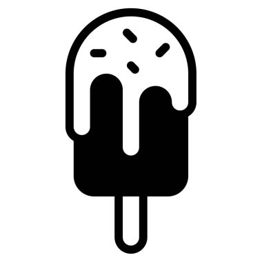 Dondurma Simgesi, Beyaz Arkaplanda Basit Vektör İllüstrasyonu 