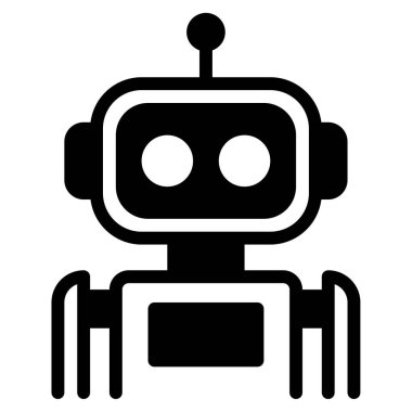 Robot Simgesi, Beyaz Arkaplanda Basit Vektör İllüstrasyonu