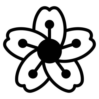 Sakura Simgesi, Beyaz Arkaplanda Basit Vektör Resimleri