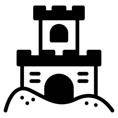 Sandcastle Simgesi, Beyaz Arkaplanda Basit Vektör Resimleri