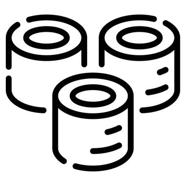 Suşi Simgesi, Beyaz Arkaplanda Basit Vektör İllüstrasyonu