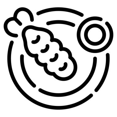 Tempura Simgesi, Beyaz Arkaplanda Basit Vektör İllüstrasyonu