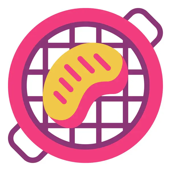 Kore BBQ Simgesi, Beyaz Arkaplan Basit Vektör İllüstrasyonu 