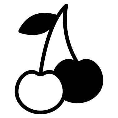 Kiraz Simgesi, Beyaz Arkaplanda Basit Vektör İllüstrasyonu
