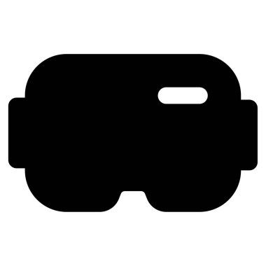 VR Kulaklık Simgesi, Beyaz Arkaplanda Basit Vektör İllüstrasyonu   