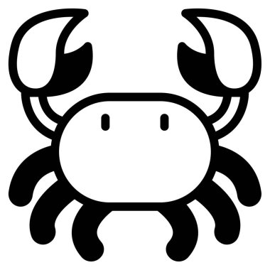 Yengeç Simgesi, Beyaz Arkaplanda Basit Vektör Resimleri   