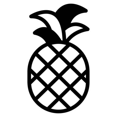 Ananas Simgesi, Beyaz Arkaplanda Basit Vektör İllüstrasyonu 