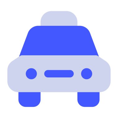 Taksi Simgesi, Beyaz Arkaplanda Basit Vektör İllüstrasyonu