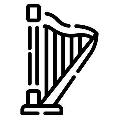 Kelt Harp Simgesi, Beyaz Arkaplanda Basit Vektör İllüstrasyonu