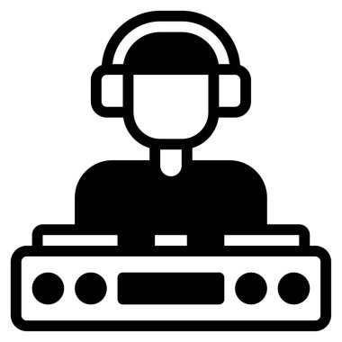 DJ Simgesi, Beyaz Arkaplanda Basit Vektör İllüstrasyonu