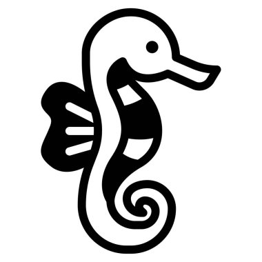 Deniz atı Simgesi, Beyaz Arkaplanda Basit Vektör İllüstrasyonu