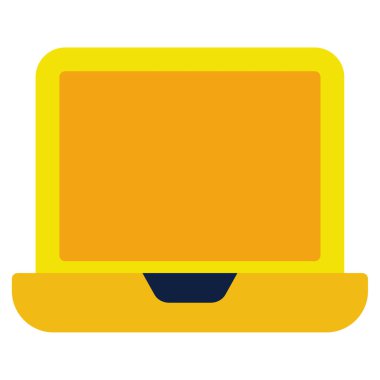 Laptop Simgesi, Beyaz Arkaplanda Basit Vektör İllüstrasyonu