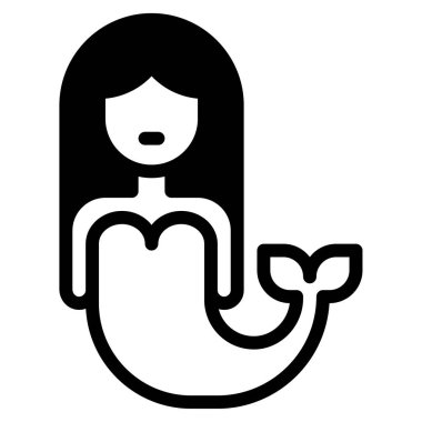 Denizkızı Simgesi, Beyaz Arkaplanda Basit Vektör İllüstrasyonu