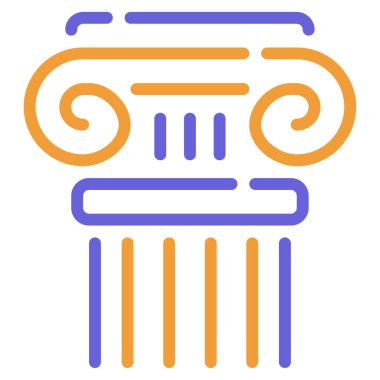 Arkeoloji Simgesi, Beyaz Arkaplan Üzerine Basit Vektör İllüstrasyonu  