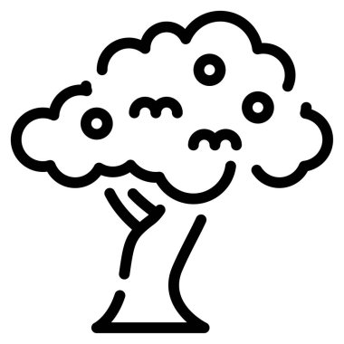 Kiraz Ağacı Simgesi, Beyaz Arkaplanda Basit Vektör İllüstrasyonu