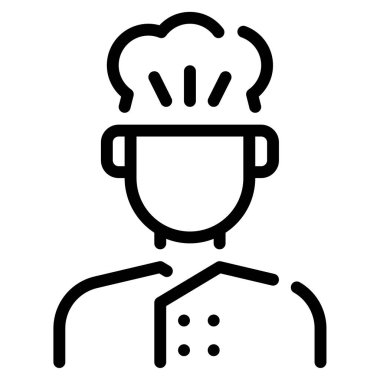 Şef Simgesi, Beyaz Arkaplan Üzerine Basit Vektör İllüstrasyonu