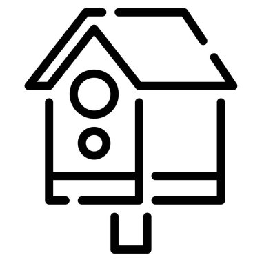 Kuş Evi Simgesi, Beyaz Arkaplanda Basit Vektör İllüstrasyonu