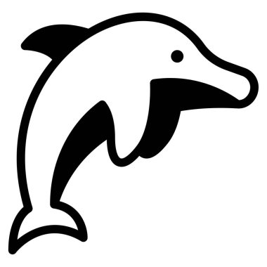 Dolphin Simgesi, Beyaz Arkaplanda Basit Vektör İllüstrasyonu