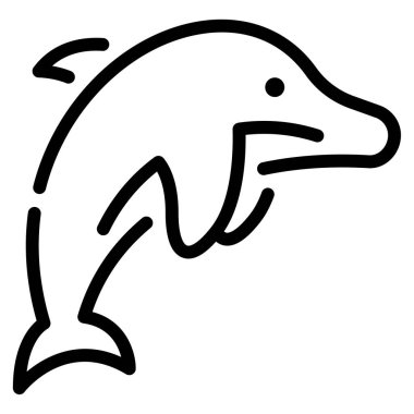 Dolphin Simgesi, Beyaz Arkaplanda Basit Vektör İllüstrasyonu