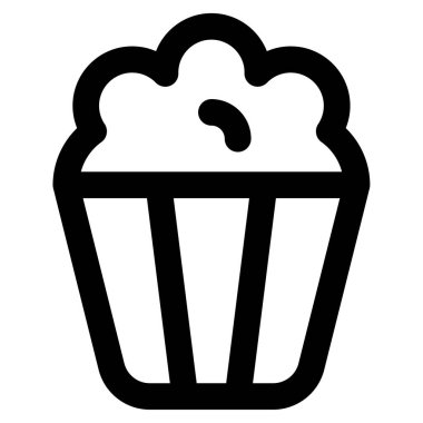 Patlamış Mısır Simgesi, Beyaz Arkaplanda Basit Vektör İllüstrasyonu