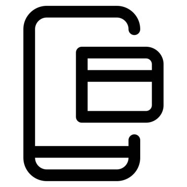 Mobil Bankacılık Simgesi, Beyaz Arkaplanda Basit Vektör ResmiComment  