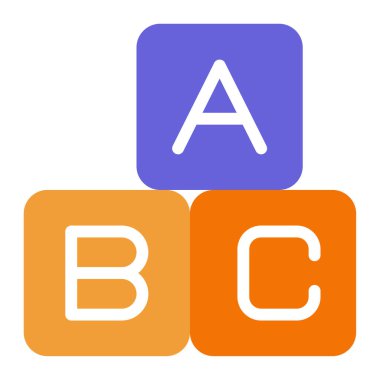 ABC Blokları Simge, Beyaz Arkaplanda Basit Vektör İllüstrasyonu