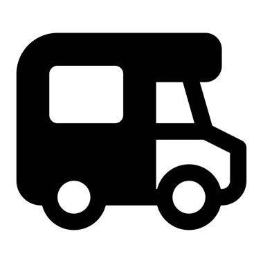 RV Simgesi, Beyaz Arkaplanda Basit Vektör İllüstrasyonu