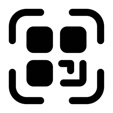 QR Kod Simgesi, Beyaz Arkaplanda Basit Vektör İllüstrasyonu 