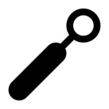 Diş Aynası Simgesi, Beyaz Arkaplanda Basit Vektör İllüstrasyonu